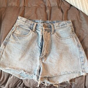 J. galt High-Rise Light Blue Denim Jean Shorts with Raw Hem